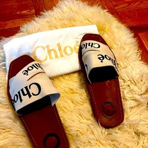 Chloe White Woody slides sandals